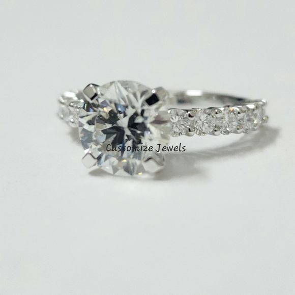IGI 2.75 Carat.TW Round Cut Lab Diamond Engagement Ring 14k White Gold, E-VS1 - Picture 2 of 7